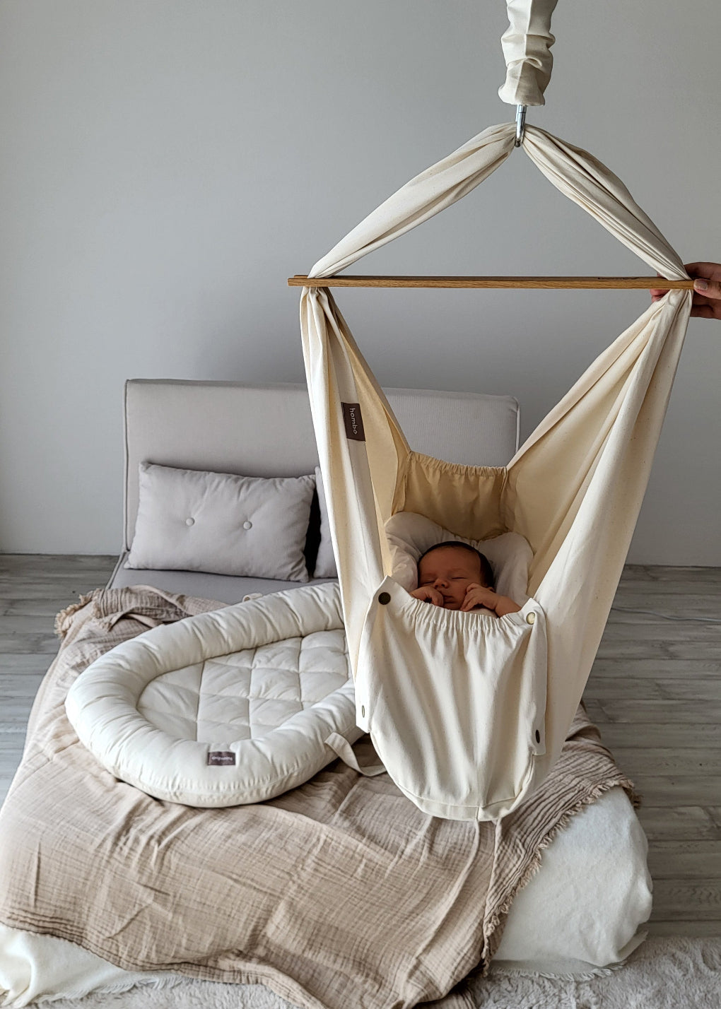 homba® baby hanging cradle cotton cream