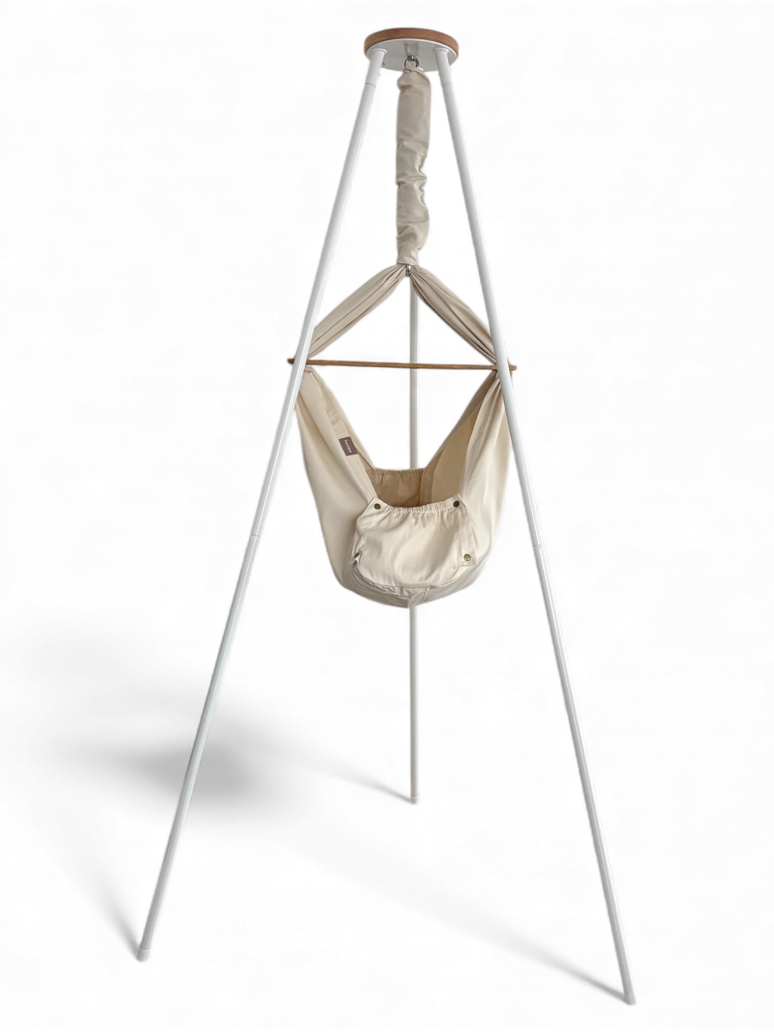 Homba baby závesná kolíska krémová a kovový stojan biely