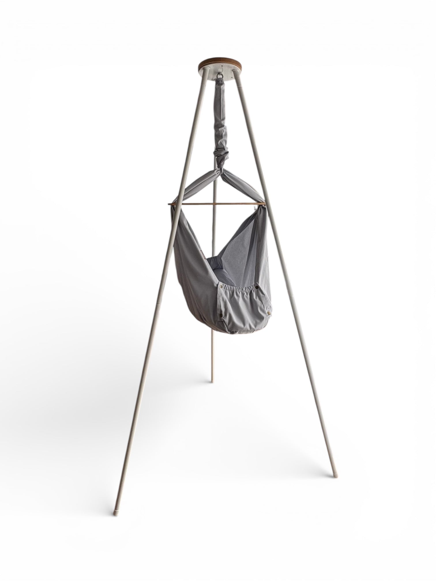 Homba baby závěsná kolébka světle šedá a kovový stojan bílý